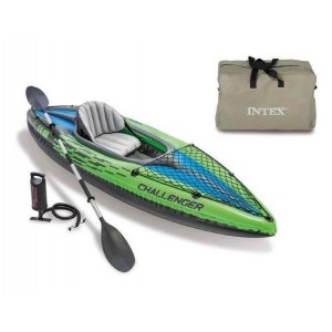 Pripučiama vienvietė baidarė „Challenger K1“ su irklais ir pompa INTEX 68305